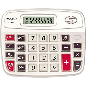 Calculadora de mesa 8digitos pilha aa c/som cinza Unidade Ps9838 Hoopson