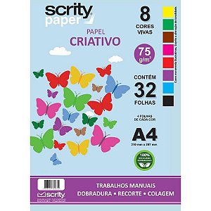 Bloco para educacao artistica Criatico 8cor. a4 75g. 32fls Pacote Sp032.15 Scrity