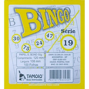 Bloco para bingo Amarelo 120x108mm 100f jornal Pct.c/15 6035 Tamoio