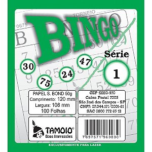 Bloco para bingo Verde 120x108mm 100f jornal Pct.c/15 6033 Tamoio