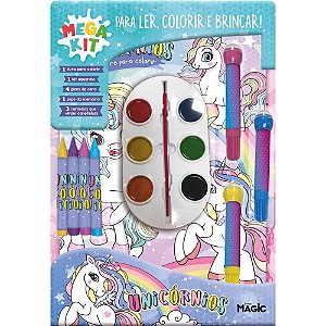 Livro infantil colorir Unicornios mega kit ler e colo Unidade 04859 Magic kids