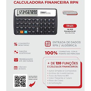 Calculadora financeira Tr12c platinum rpn 10 dig. Unidade 8200 Procalc