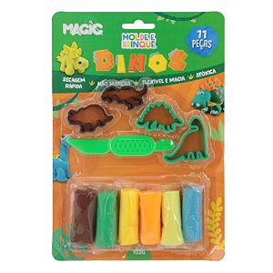 Massa para modelar criativa Dino 11pcs molde e brinque Unidade 7104 Magic kids