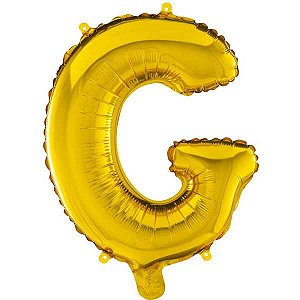 Balão Metalizado Letra G Ouro 40Cm. Mundo Bizarro