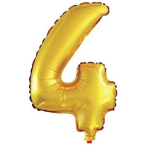 Balão Metalizado Número 4 Dourado 40Cm Gala