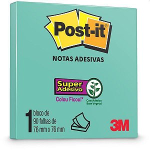 Bloco De Recado Post-It 76X76Mm Azul Aqua 90Fls. 3M