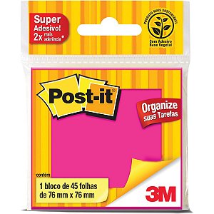 Bloco De Recado Post-It 76X76Mm Rosa 45Fls. 3M