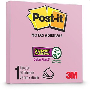 Bloco De Recado Post-It 76X76Mm Rosa Milenio 90Fls. 3M