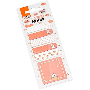 Bloco Marcador Pagina Adesivo Smart Notes Textures Gatos 20F Brw