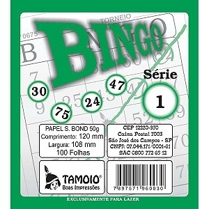 Bloco Para Bingo Verde 120X108Mm 100 Folhas Tamoio