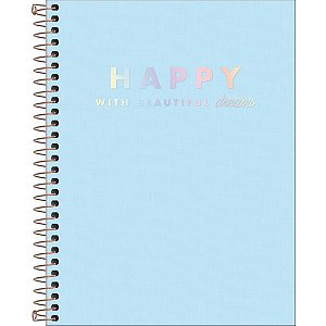 Caderno 01X1 Capa Dura 2021 Happy Pp. Colegial Azul 80Fls. Tilibra