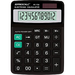 Calculadora De Mesa 12Dig. Pc730 Preta Procalc