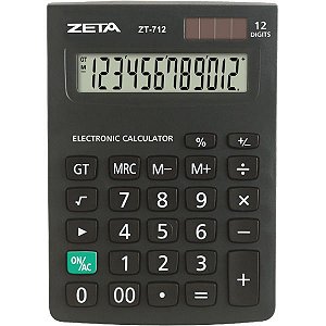 Calculadora De Mesa 12Dig. Zetta Zt712 Preta Procalc
