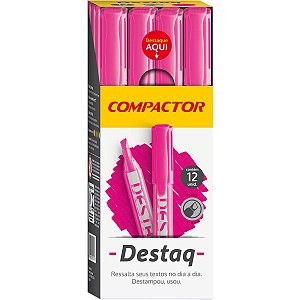 Caneta Marca Texto Destaq Fluorescente Rosa Compactor