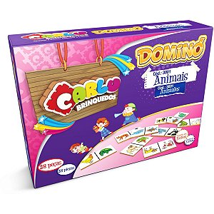 Domino Animais Em Madeira 28Pcs Carlu