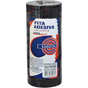 Fita Adesiva Pp 2000 12Mmx30M Preta Eurocel