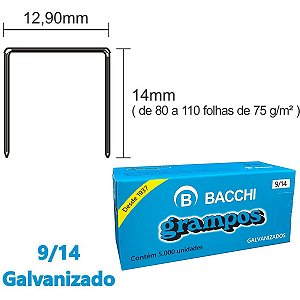 Grampo Para Grampeador 9/14 Galvanizado 5000 Grampos Bacchi