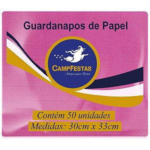 Guardanapo De Papel Rosa 20X23Cm 50F Campfestas