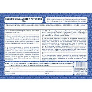 Impresso Previdencia Social Rpa Recibo Pgto Autonomo 25X3 Sao Domingos