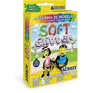 Massa Para Modelar Soft C/06 Cores 90G. C/gliter Acrilex