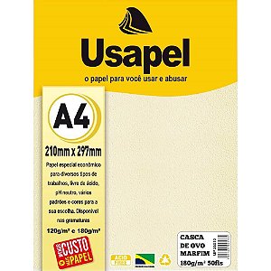 Papel A4 Casca De Ovo Usapel Marfim 180G. Filiperson