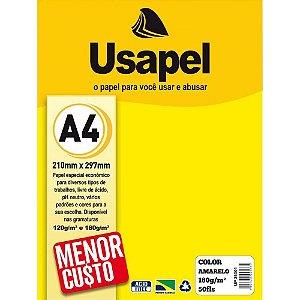 Papel A4 Color Usapel  Amarelo 180G Filiperson