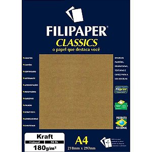 Papel Kraft Folha Kraft Natural A4 180G. Filiperson