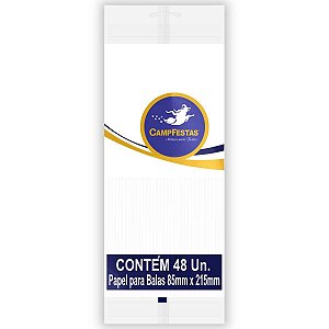 Papel Para Bala Branco 90X220Mm 1 Franja 48F Campfestas