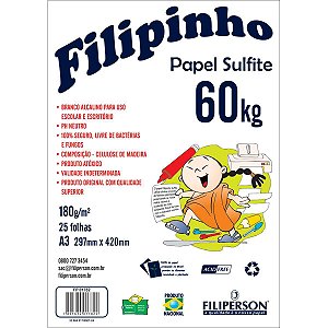 Papel Sulfite A3 60 Kilos 25Fls. Branco Filiperson