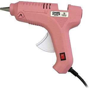 Pistola De Cola Quente 40W Grande Bivolt Rosa Make+