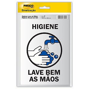 Placa De Sinalizacao Hig. E Lave As Maos 14Cmx19Cm Pimaco