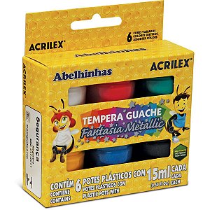 Tinta Guache 015Ml 06 Cores Fantasia Metal Acrilex