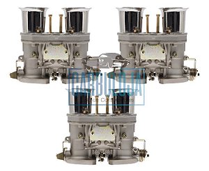 Três Carburadores Weber 40 Gasolina Idf Fajs com Cornetas de 55mm de altura