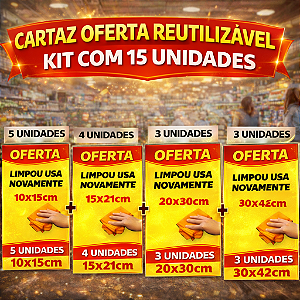 KIT Cartaz De Oferta - 15 Unidades - Reutilizável - Pode Apagar