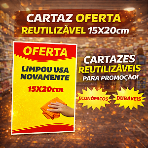 Cartaz de OFERTA Plastificado - REUTILIZÁVEL - Pode Apagar 15x21cm