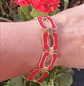 PULSEIRA ESMALTADA BANHADA A OURO 18 K