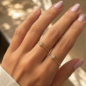 ANEL GOTA COM ZIRCONIA BANHADO A OURO 18 K