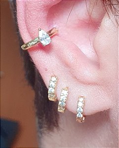 BRINCO PIERCING FAKE GOTA COM ZIRCONIA CRISTAL BANHADO A OURO 18 K - UNIDADE