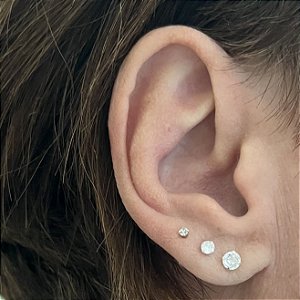 BRINCO TRIO PONTO DE LUZ COM ZIRCONIA CRISTAL DE PRATA 925 - 2, 3, 4 MM