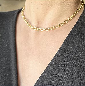 COLAR CORRENTE DE ELOS BANHADO OURO 18 K
