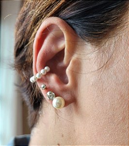BRINCO PEROLA BANHADO OURO 18 K