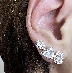 BRINCO EAR CUFF FORMAS BANHADO A OURO 18 K
