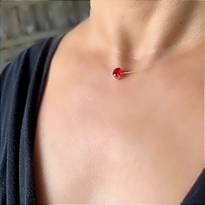 CONJUNTO COLAR E BRINCO PONTO DE LUZ VARIAS CORES BANHADO A OURO 18K EM FIO DE NYLON