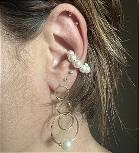 BRINCO PEROLAS PENDULO BANHADO A OURO 18 K