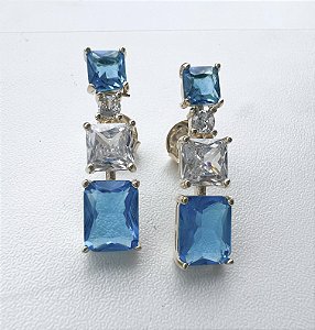 BRINCO PEDRA AZUL BANHADO A OURO OU PRATA