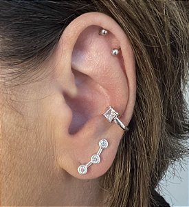 BRINCO EAR CUFF COM ZIRCONIAS BANHADO A OURO OU PRATA