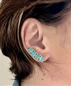 BRINCO EAR CUFF TURMALINA FUSION BANHADO A OURO 18K