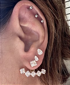 BRINCO EAR JACKET COM ZIRCONIAS BANHADO A OURO 18 K