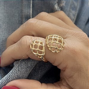 ANEL AJUSTAVEL TELINHAS BANHADO A OURO 18 K