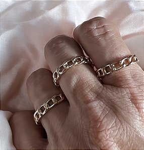 ANEL AJUSTAVEL CORRENTE BANHADO A OURO 18 K